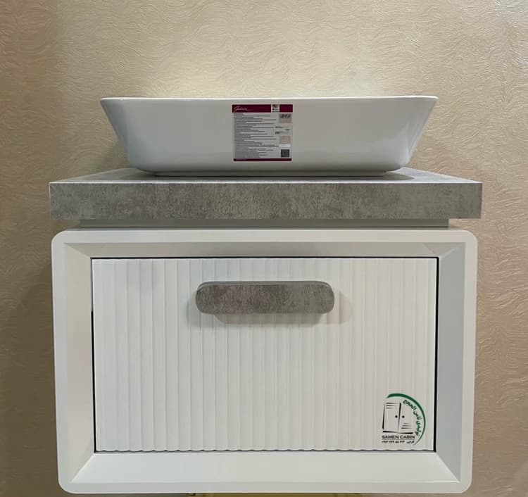 ست کابینت و روشویی به همراه آینه باکس کد 800 طوسی — تصویر ۴
