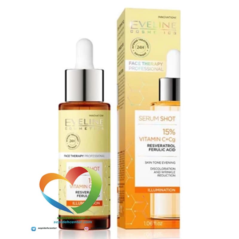 سرم ویتامین سی .روشن کننده و ضد لک EVELINE serum shot 15% witaminy c+cg — تصویر ۳