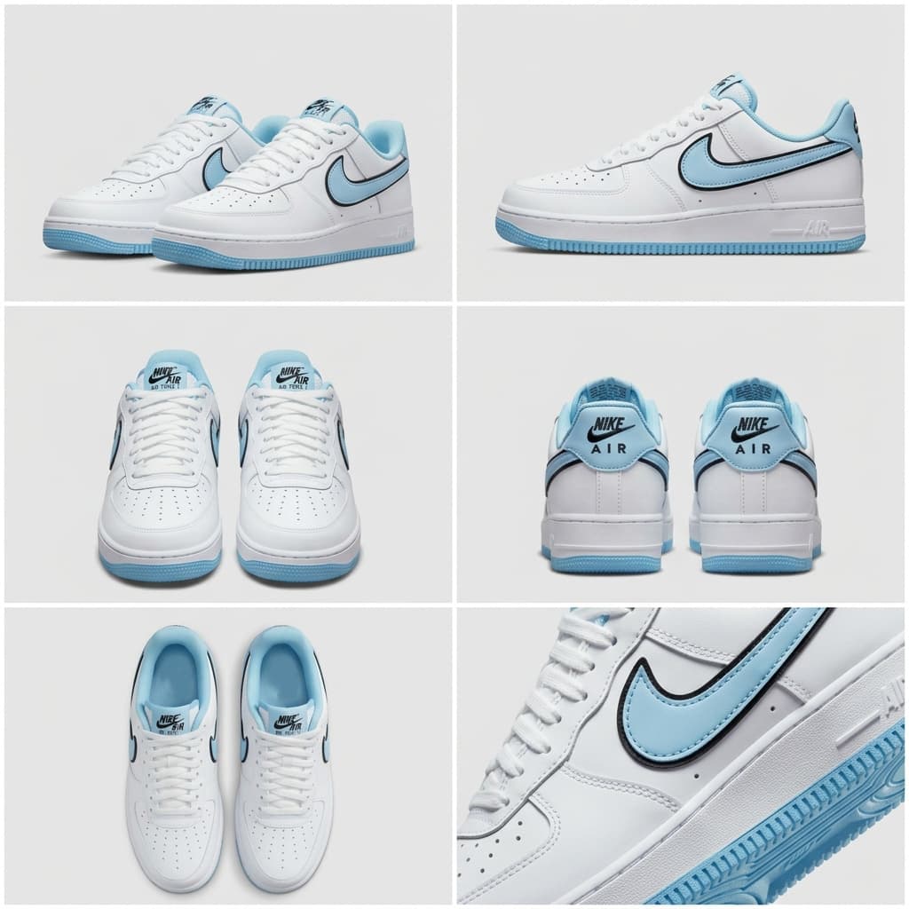 کتانی اسپرت مدل نایک Air Force 1 سفید آبی | 37 تا 40 — تصویر ۲