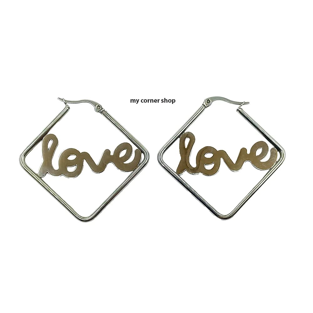 گوشواره حلقه ای طرح love کد 036 — تصویر ۳