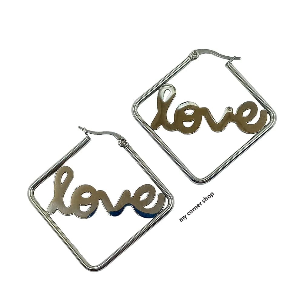 گوشواره حلقه ای طرح love کد 036