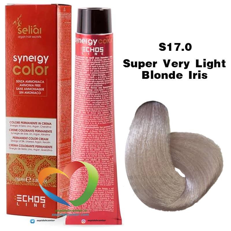 رنگ موی بدون آمونیاک بلوند فوق العاده روشن S17.0 سینرژی اچ اس لاین Hair Color ECHOSLINE Synergy Super Very Light Blonde Iris — تصویر ۵