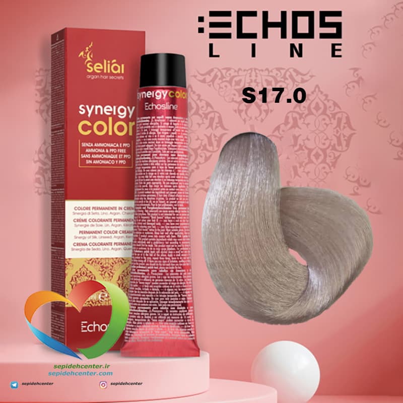 رنگ موی بدون آمونیاک بلوند فوق العاده روشن S17.0 سینرژی اچ اس لاین Hair Color ECHOSLINE Synergy Super Very Light Blonde Iris — تصویر ۴