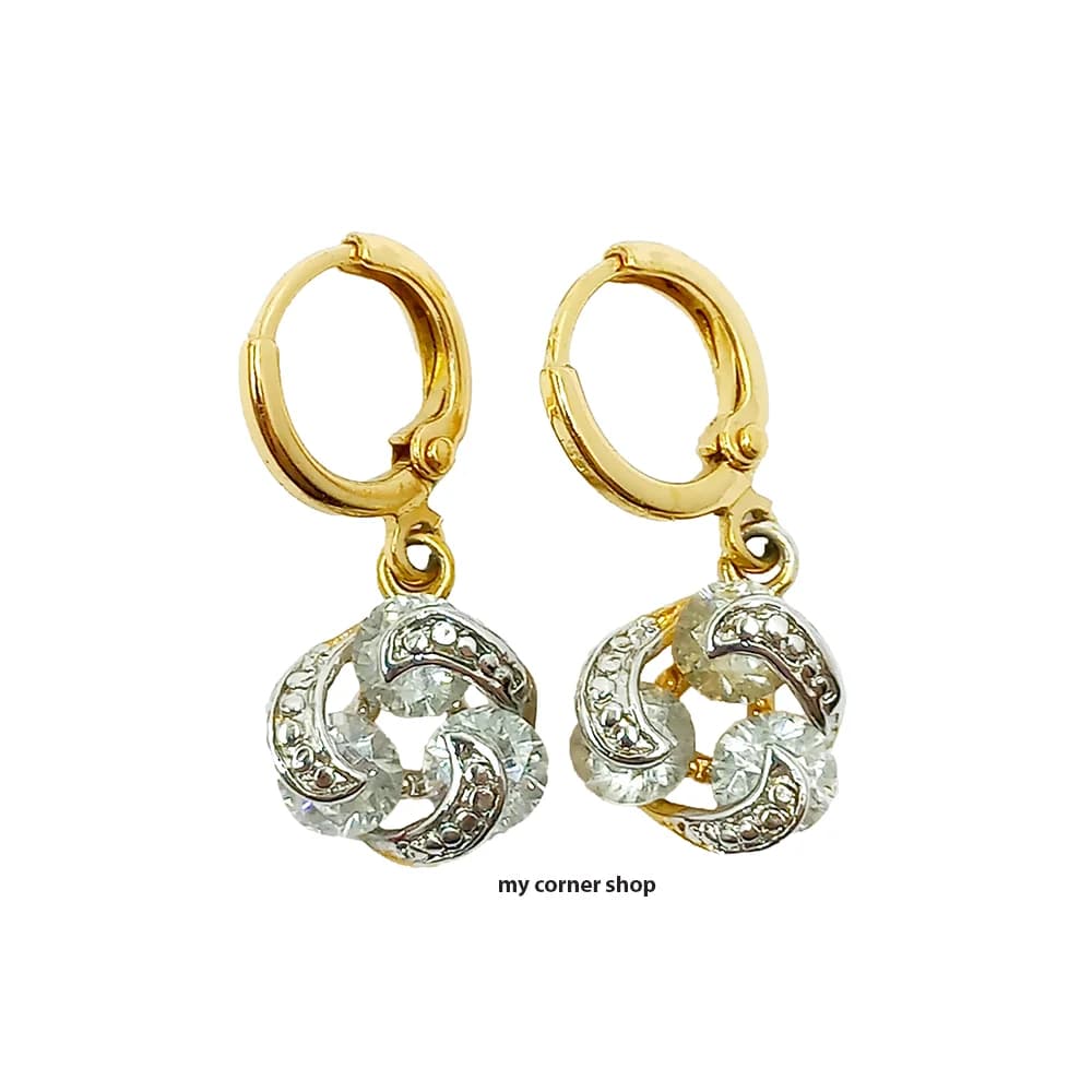 گوشواره حلقه ای مجلسی طرح گل کد 030