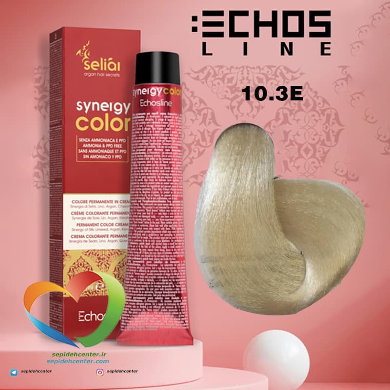 رنگ موی بدون آمونیاک بلوند پلاتینه طلائی قوی 10.3Eسینرژی اچ اس لاین Hair Color ECHOSLINE Synergy Blonde Platinum Golden Extra — تصویر ۸