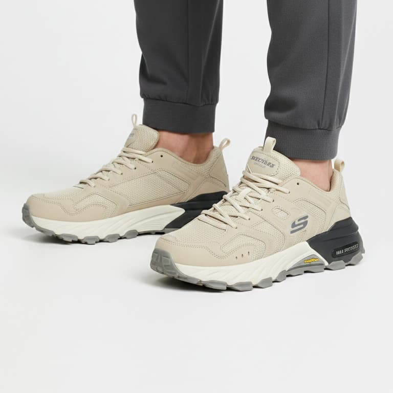 کفش کوهنوردی و طبیعتگردی و پیاده روی مردانه Skechers Max Protect رنگ کرم — تصویر ۶