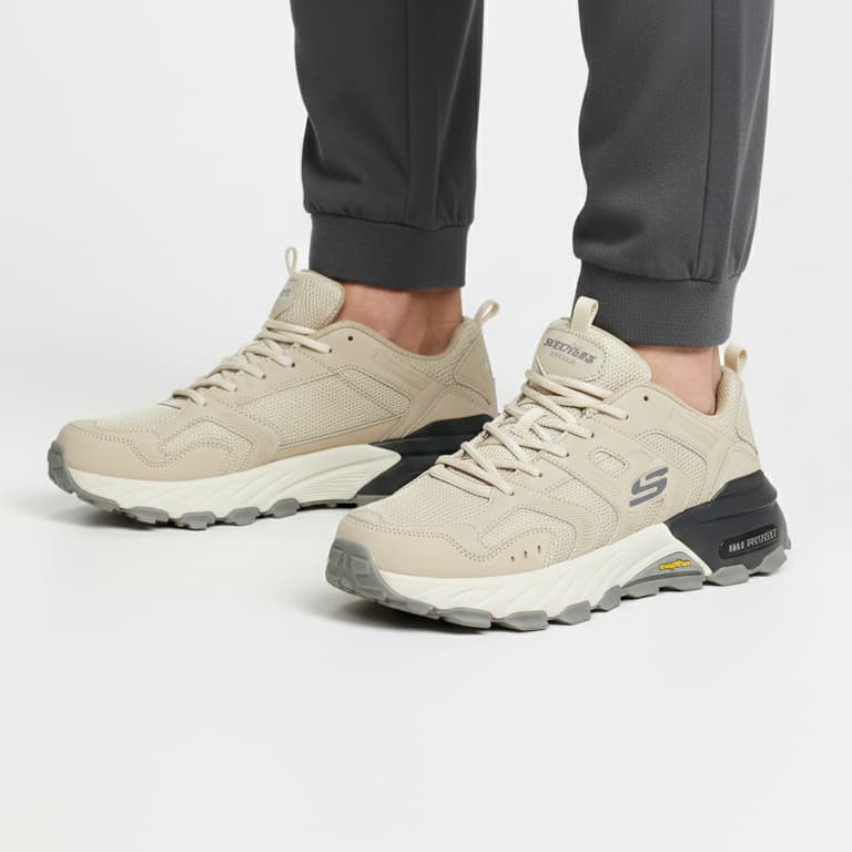 کفش کوهنوردی و طبیعتگردی و پیاده روی مردانه Skechers Max Protect رنگ کرم — تصویر ۳