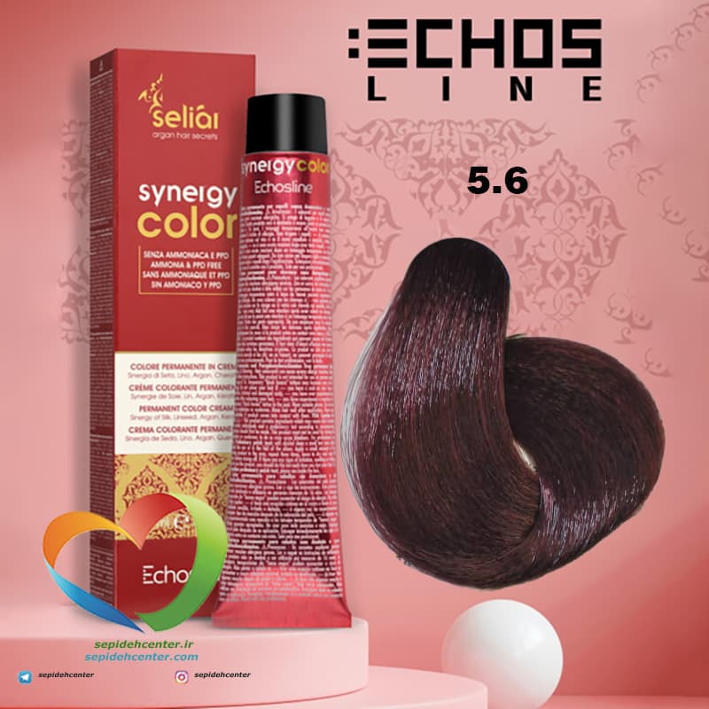 رنگ موی بدون آمونیاک شاه بلوطی قرمز روشن 5.6 سینرژی اچ اس لاین Hair Color ECHOSLINE Synergy Light Chestnut Red — تصویر ۸