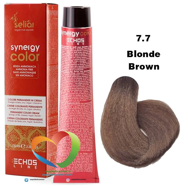رنگ موی بدون آمونیاک بلوند قهوه ای 7.7 سینرژی اچ اس لاین Hair Color ECHOSLINE Synergy Blonde Brown — تصویر ۵