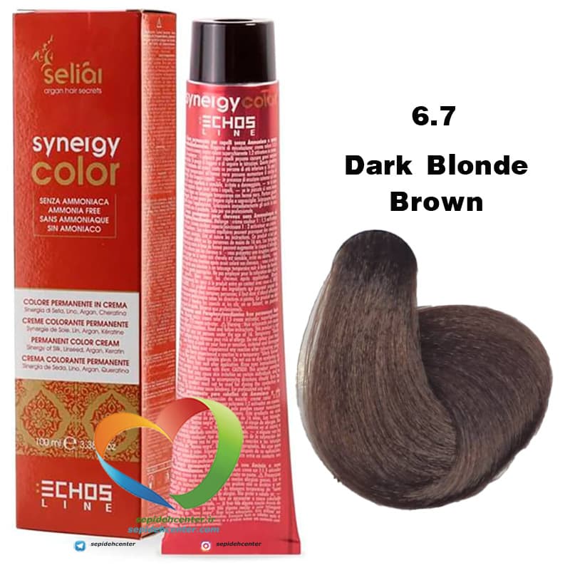 رنگ موی بدون آمونیاک بلوند قهوه ای تیره 6.7 سینرژی اچ اس لاین Hair Color ECHOSLINE Synergy Dark Blonde Brown — تصویر ۵