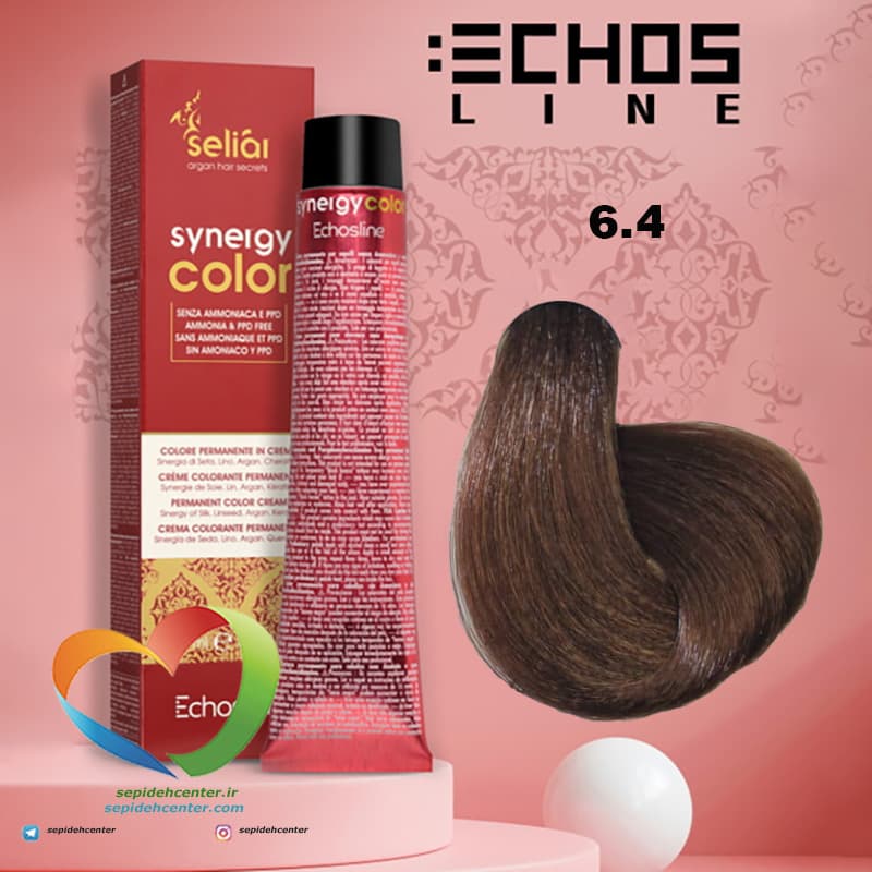 رنگ موی بدون آمونیاک مسی تیره 6.4 سینرژی اچ اس لاین Hair Color ECHOSLINE Synergy Dark Blonde Copper — تصویر ۸