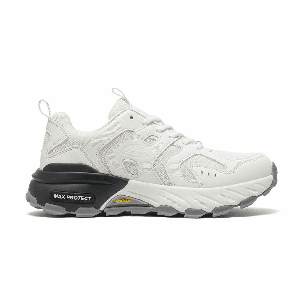 کفش کوهنوردی مردانه Skechers Max Protect سفید یخی مناسب طبیعتگردی و پیادهروی — تصویر ۳