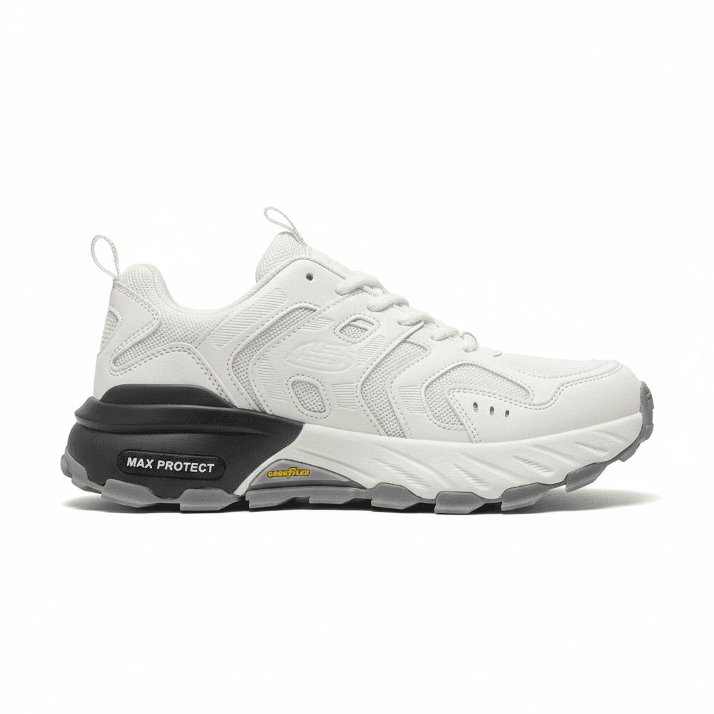 کفش کوهنوردی مردانه Skechers Max Protect سفید یخی مناسب طبیعتگردی و پیادهروی — تصویر ۵