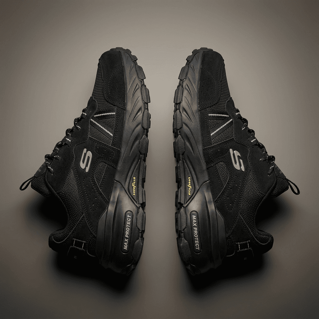 کفش کوهنوردی مردانه Skechers Goodyear مشکی مناسب طبیعتگردی و پیادهروی — تصویر ۶