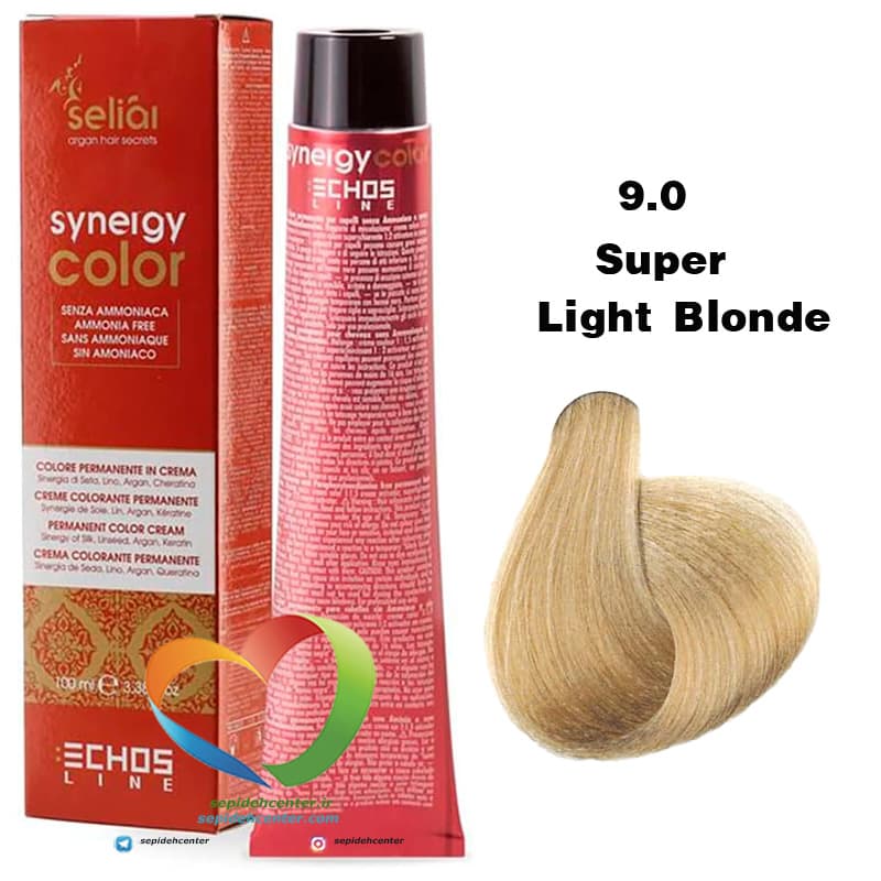 رنگ موی بدون آمونیاک بلوند خیلی روشن 9.0 سینرژی اچ اس لاین Hair Color ECHOSLINE Synergy Super Light Blonde — تصویر ۵