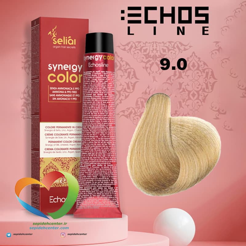 رنگ موی بدون آمونیاک بلوند خیلی روشن 9.0 سینرژی اچ اس لاین Hair Color ECHOSLINE Synergy Super Light Blonde — تصویر ۸