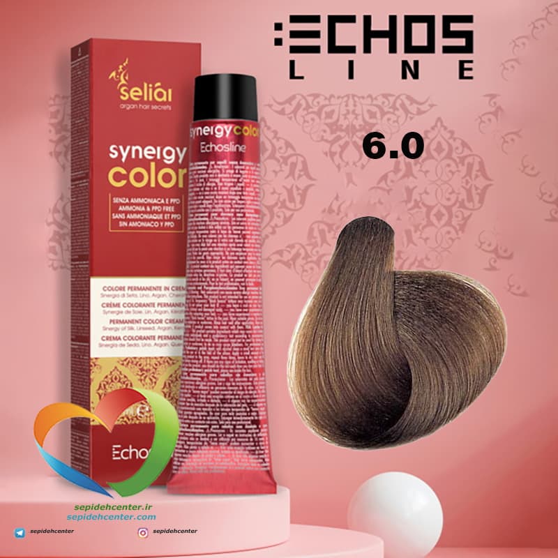 رنگ موی بدون آمونیاک بلوند تیره 6.0سینرژی اچ اس لاین Hair Color ECHOSLINE Synergy Dark Blonde — تصویر ۶