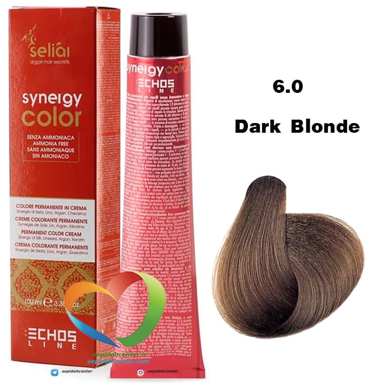 رنگ موی بدون آمونیاک بلوند تیره 6.0سینرژی اچ اس لاین Hair Color ECHOSLINE Synergy Dark Blonde — تصویر ۵