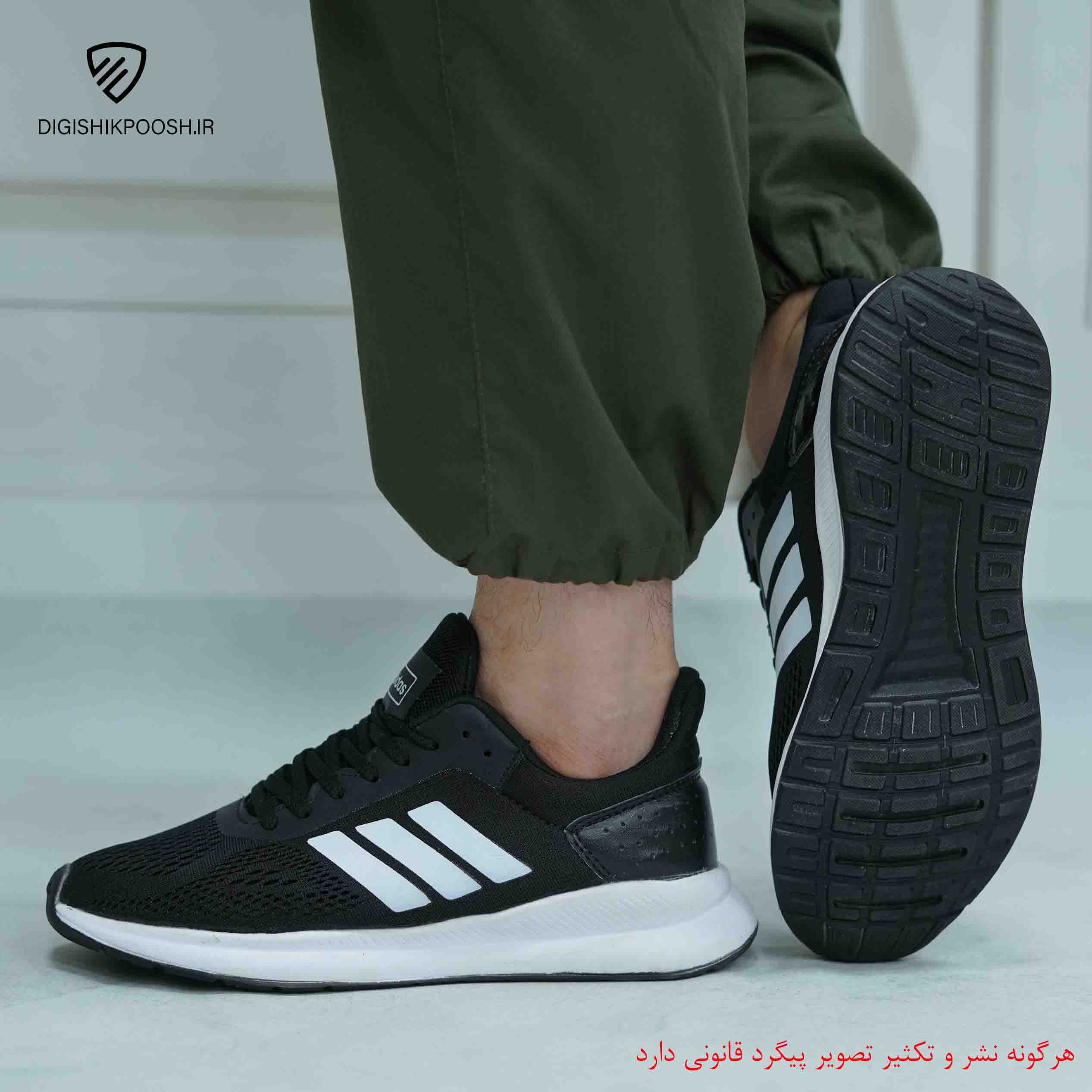 کتانی اسپرت آدیداس فالکون مردانه رنگ مشکی با جنس اسپیسر — تصویر ۱۰