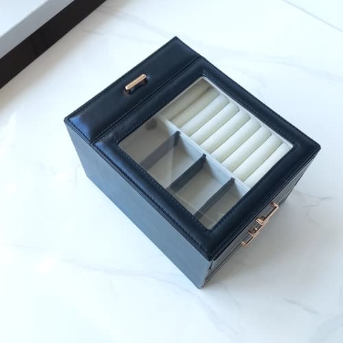 جعبه جواهرات سه طبقه چرمی لوکس در 3 رنگ – وارداتی و کیفیت عالی