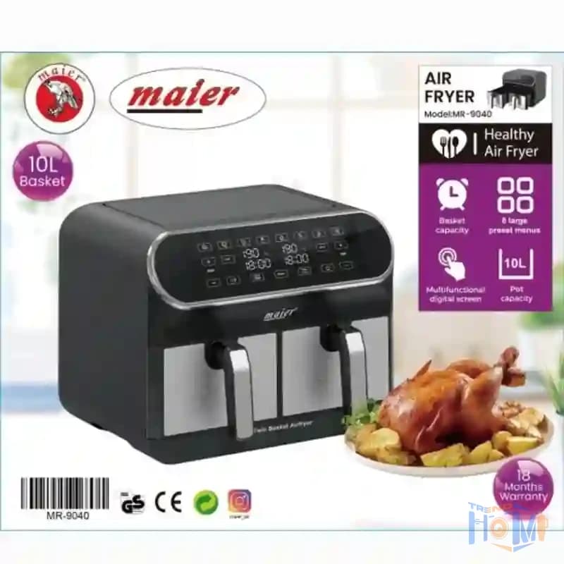 سرخ کن رژیمی دوقلو 10 لیتری مایر مدل MR-9040 — تصویر ۷