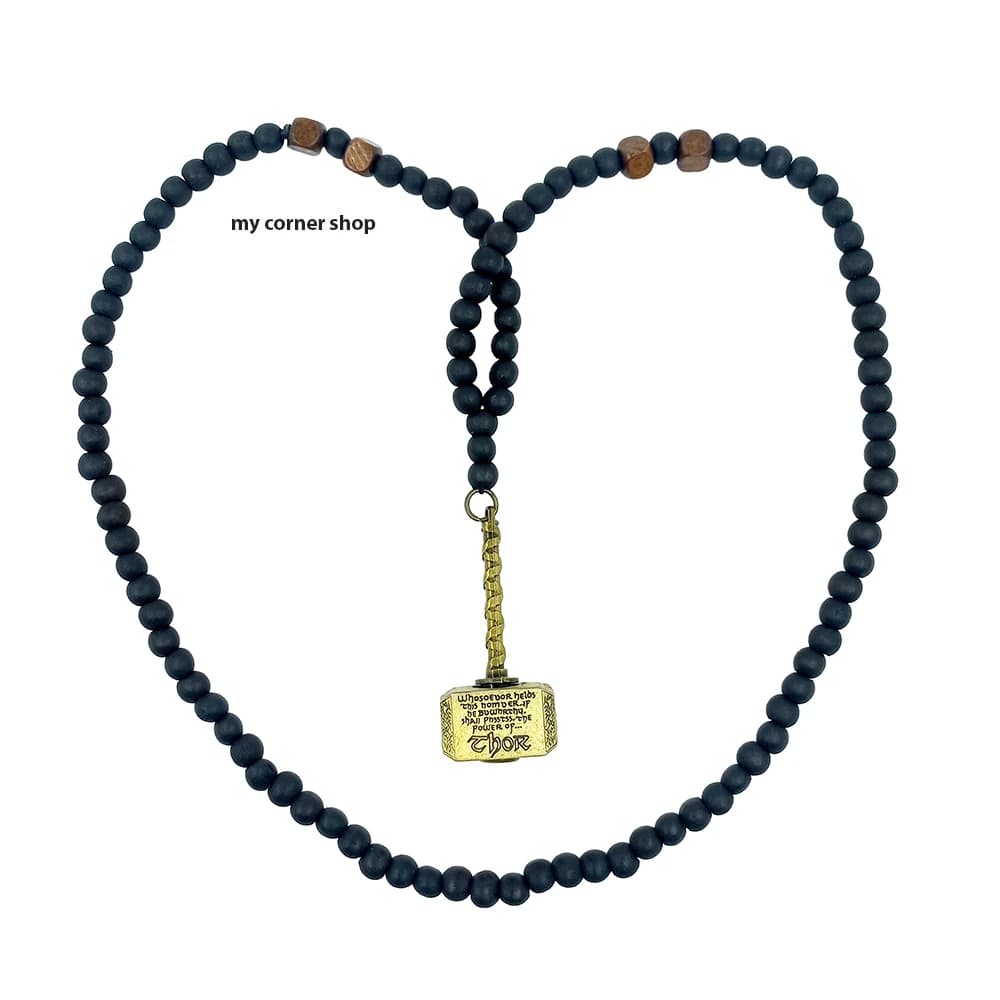 گردنبند چوبی برنجی طرح چکش تور کد 042