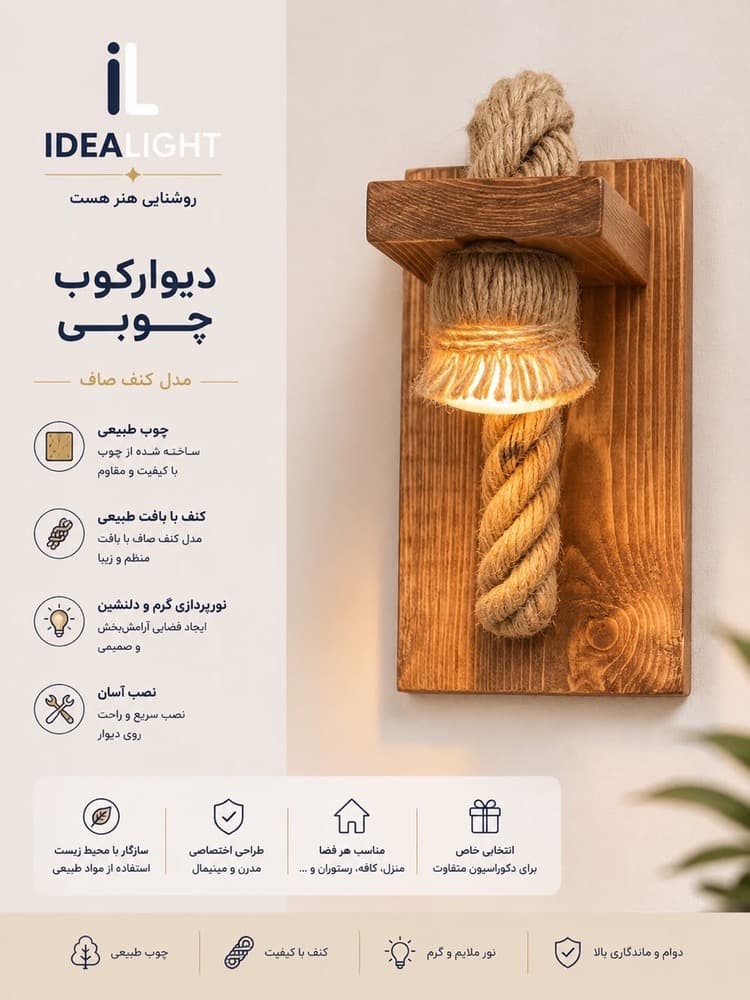 چراغ های دکوراتیو دیوارکوب مدل کنفی صاف — تصویر ۲