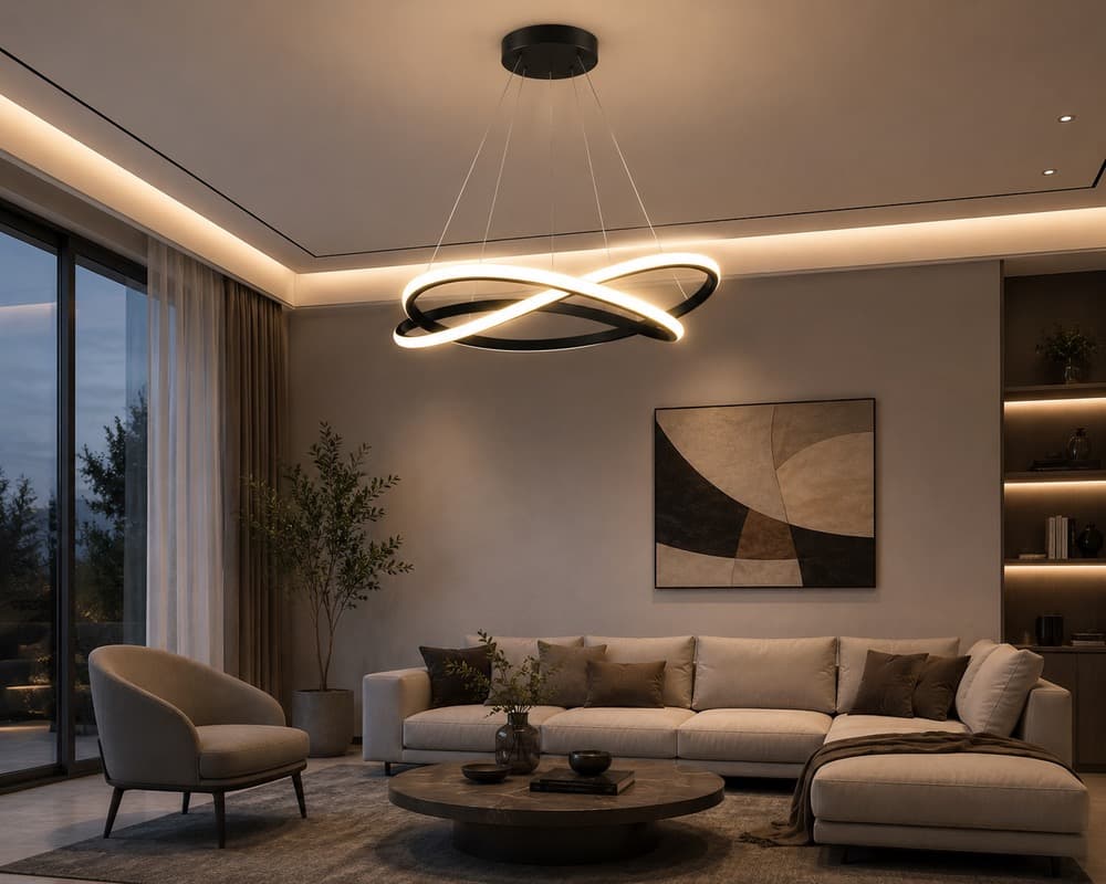 چراغ آویز سقفی LED مینیمال بی نهایت (شاپو ساده) — تصویر ۴