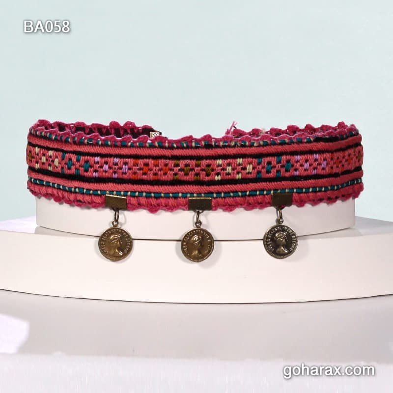 ست گردنبند رو مانتویی | گوشواره | مچ بند | پا بند | طوق گردن سوزن دوزی بلوچی دست ساز| code:ba058 — تصویر ۷