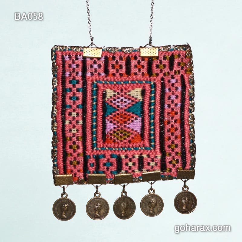 ست گردنبند رو مانتویی | گوشواره | مچ بند | پا بند | طوق گردن سوزن دوزی بلوچی دست ساز| code:ba058 — تصویر ۶