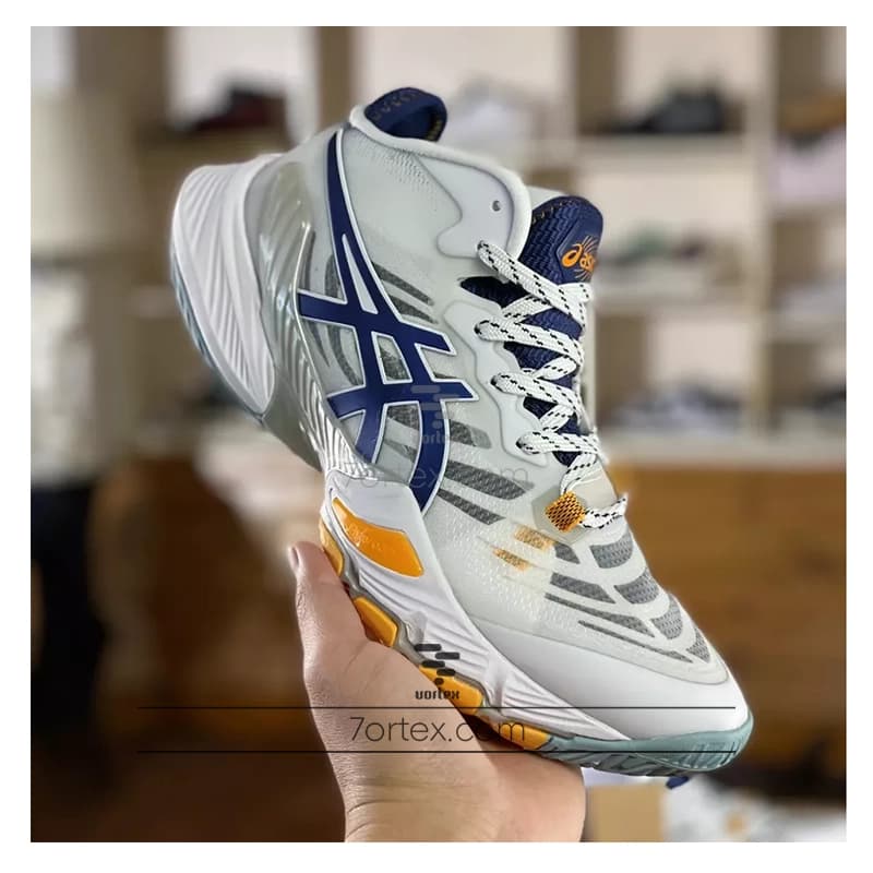 کفش والیبال اسیکس متارایز سفید سرمه‌ای مدل ASICS METARISE White Deep Ocean — تصویر ۳