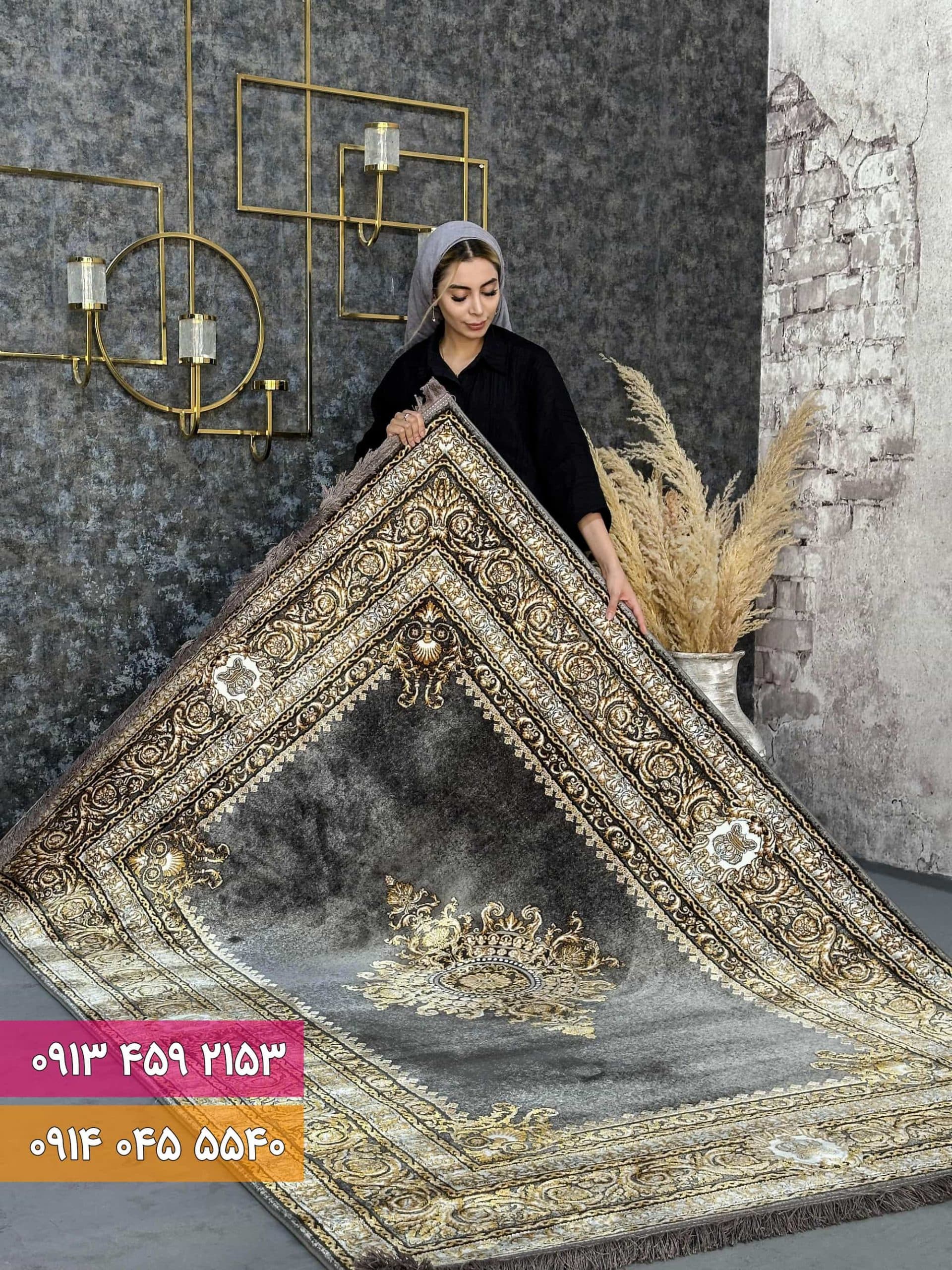 فرش کد 73122ZT زغالی طلایی — تصویر ۴