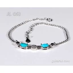 دستبند نقره با نگین فیروزه اصل نیشابور | code:JS053 — تصویر ۴