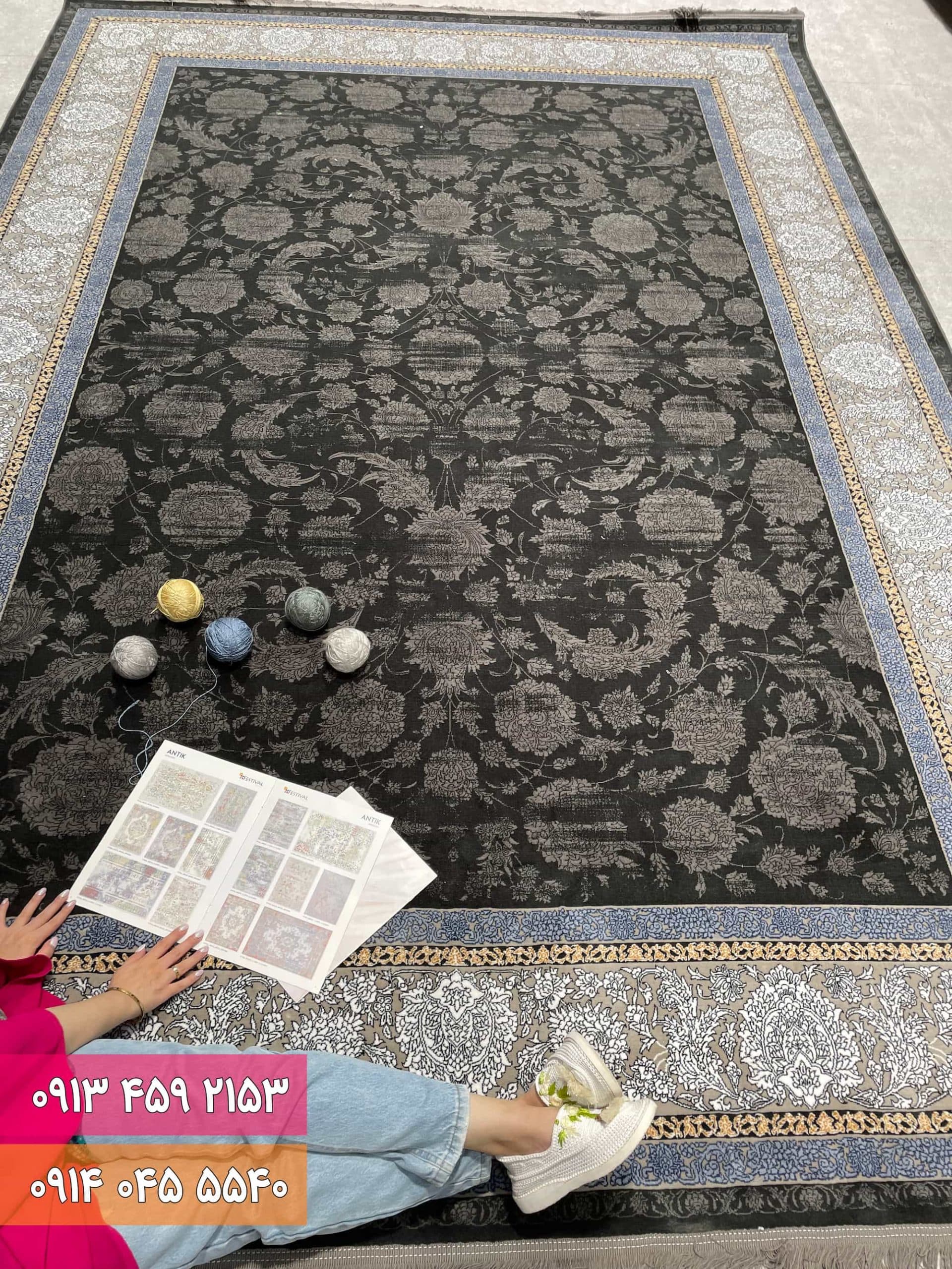 فرش کد 70017ZD زغالی طوسی — تصویر ۲