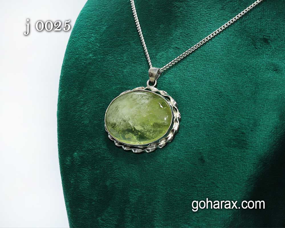 گردن بند نقره کوارتز لیمویی | code:j0025 — تصویر ۴