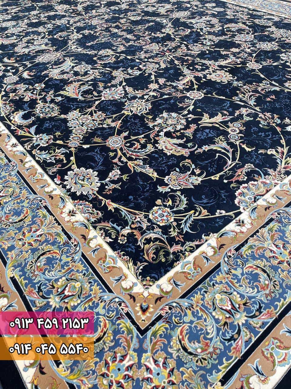 فرش افشان اصیل سرمه ای — تصویر ۶