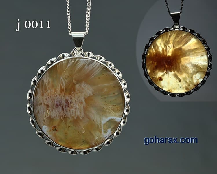 گردن بند نقره عقیق خورشیدی | code:j0011 — تصویر ۵