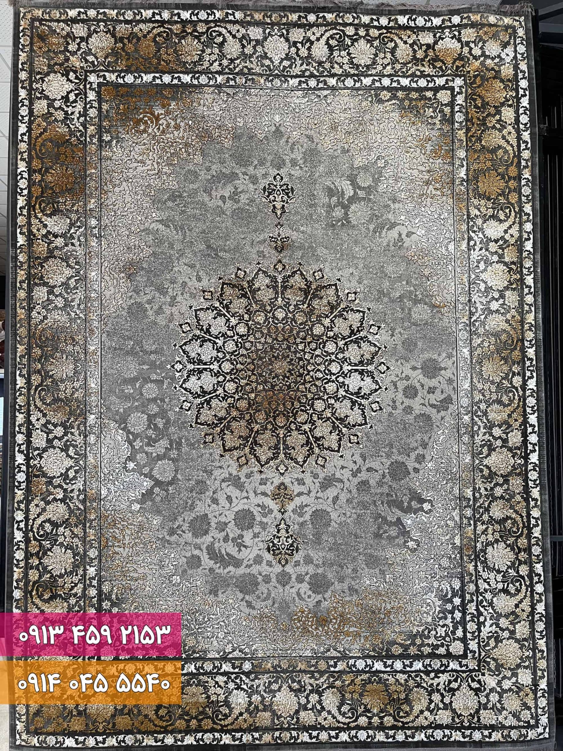 فرش کد 70037DT طوسی طلایی