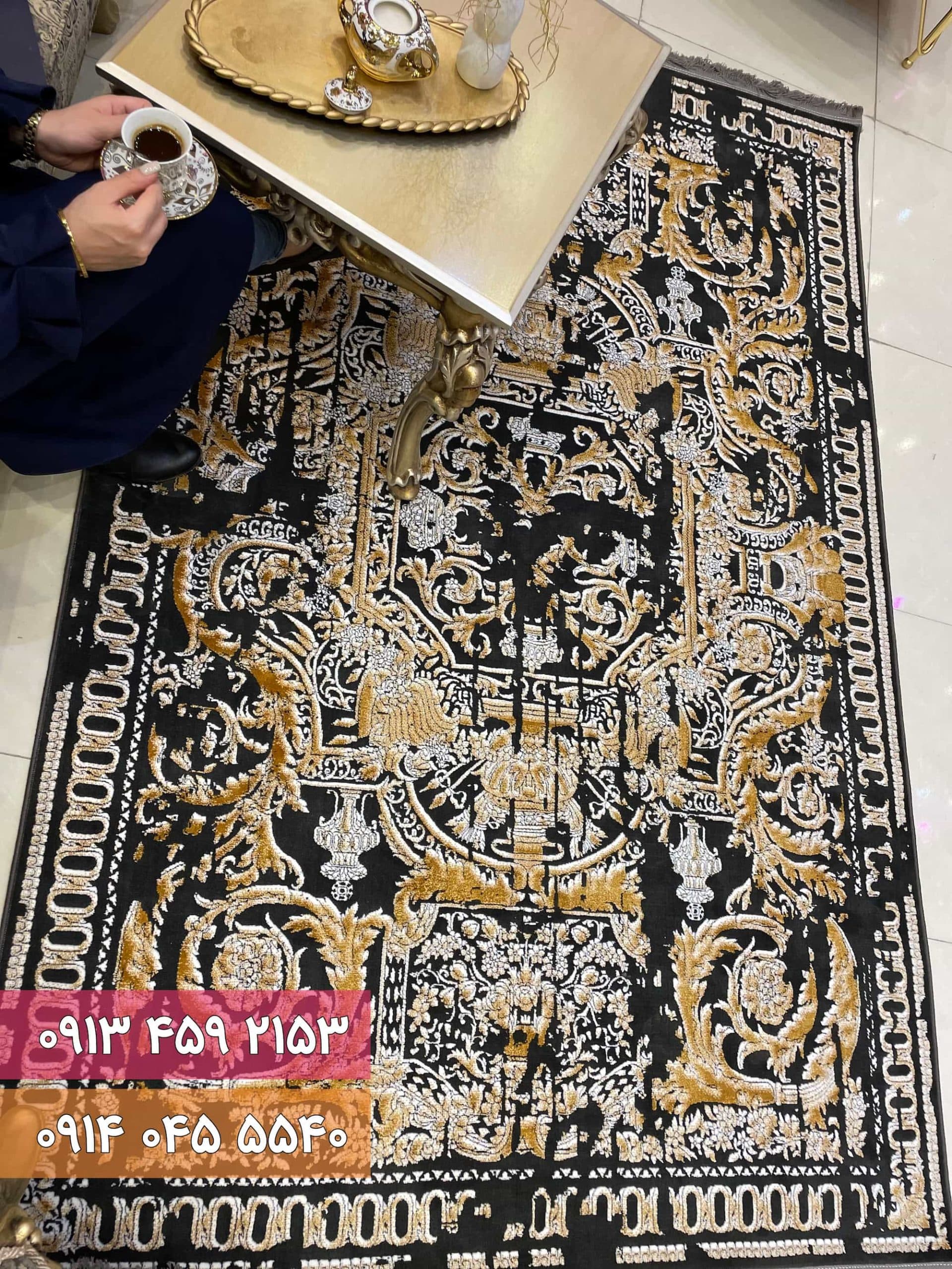 فرش کد 70026ZT زغالی طلایی — تصویر ۲