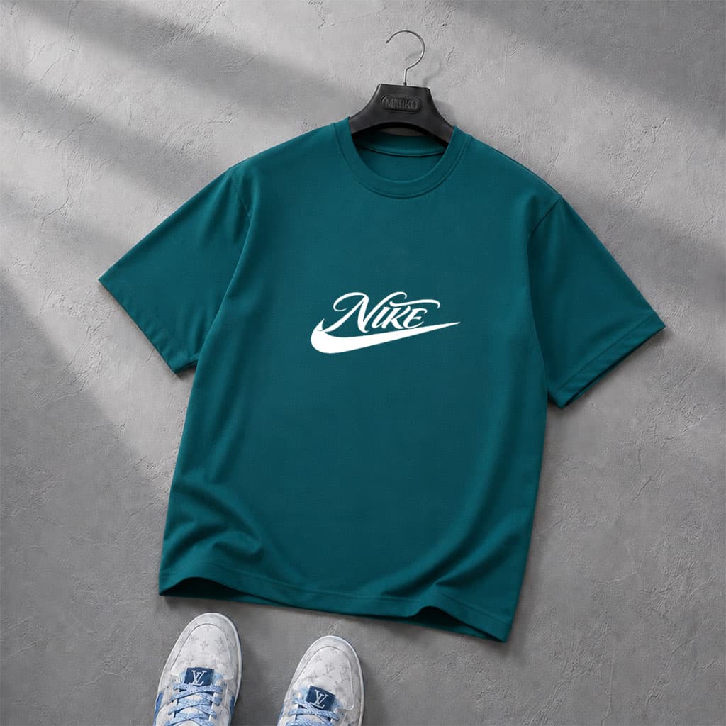 تیشرت طرح NIKE باکسی|جنس دونخ پنبه|رنگ سبز — تصویر ۲