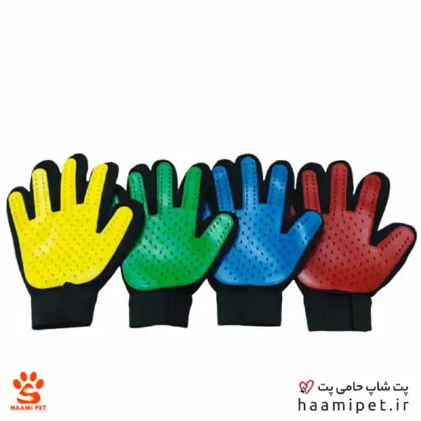 دستکش ماساژ و مو جمع کن سگ و گربه — تصویر ۴