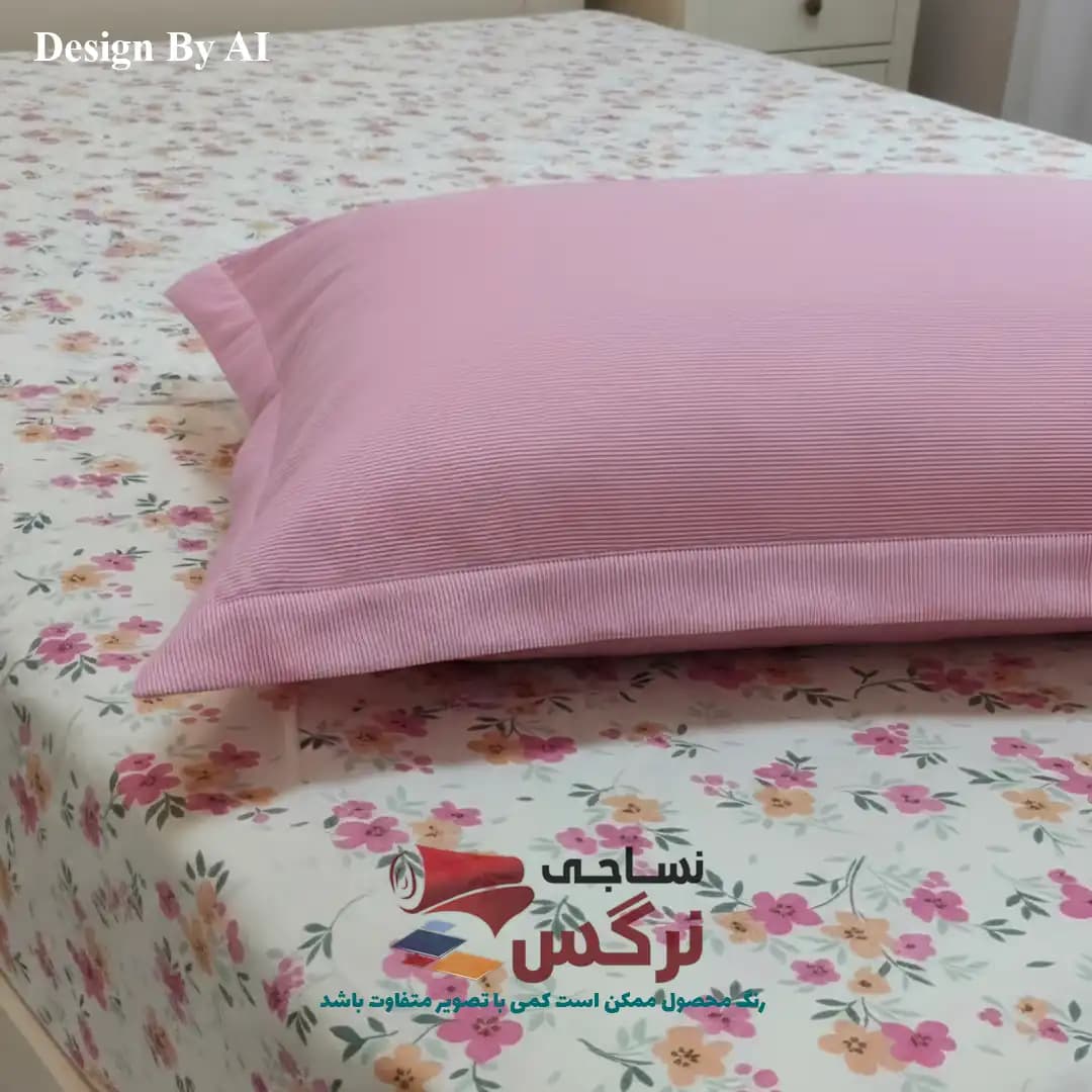 روبالشتی نخ پنبه راه راه صورتی کد 753
