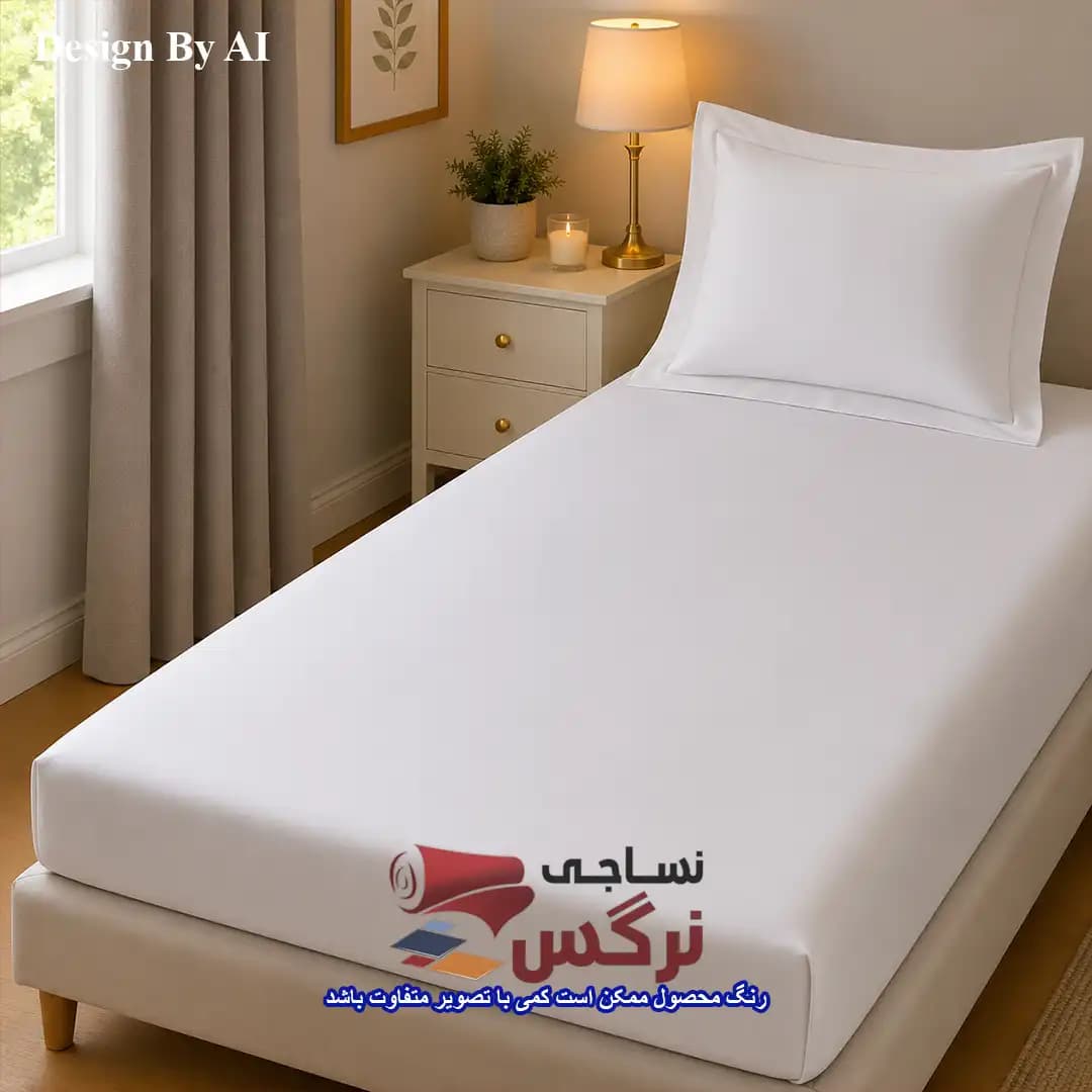 روتختی یکنفره و دونفره نخ پنبه تک رنگ سفید ساده کد 742 — تصویر ۴