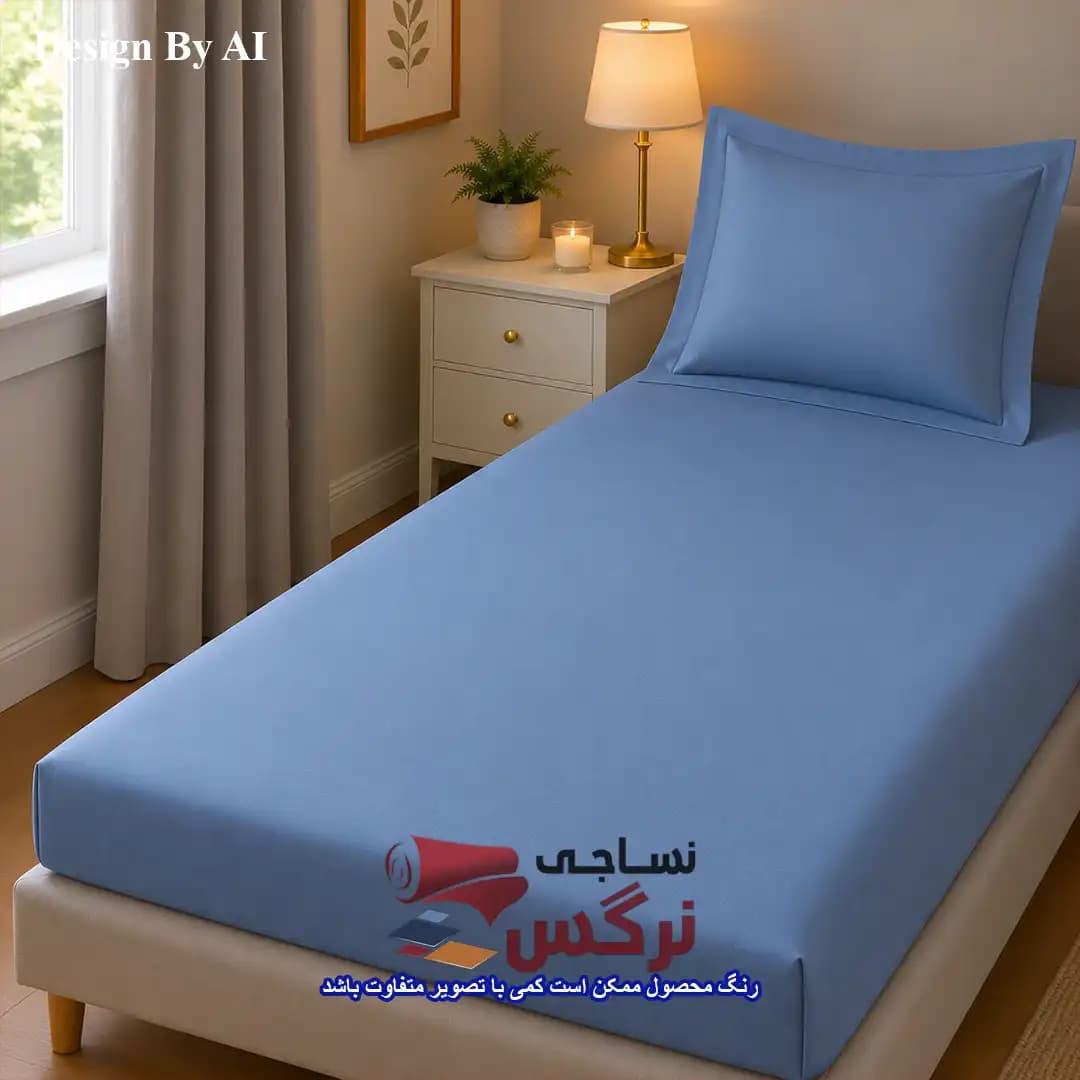 روتختی یکنفره و دونفره نخ پنبه تک رنگ آبی ساده کد 686 — تصویر ۷