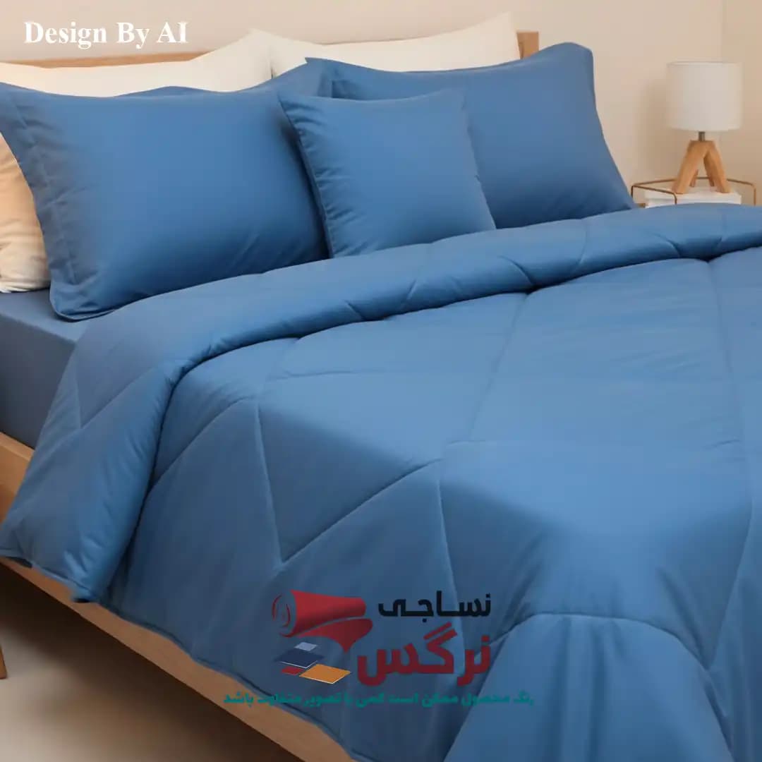 روتختی یکنفره و دونفره نخ پنبه تک رنگ آبی ساده کد 686 — تصویر ۲