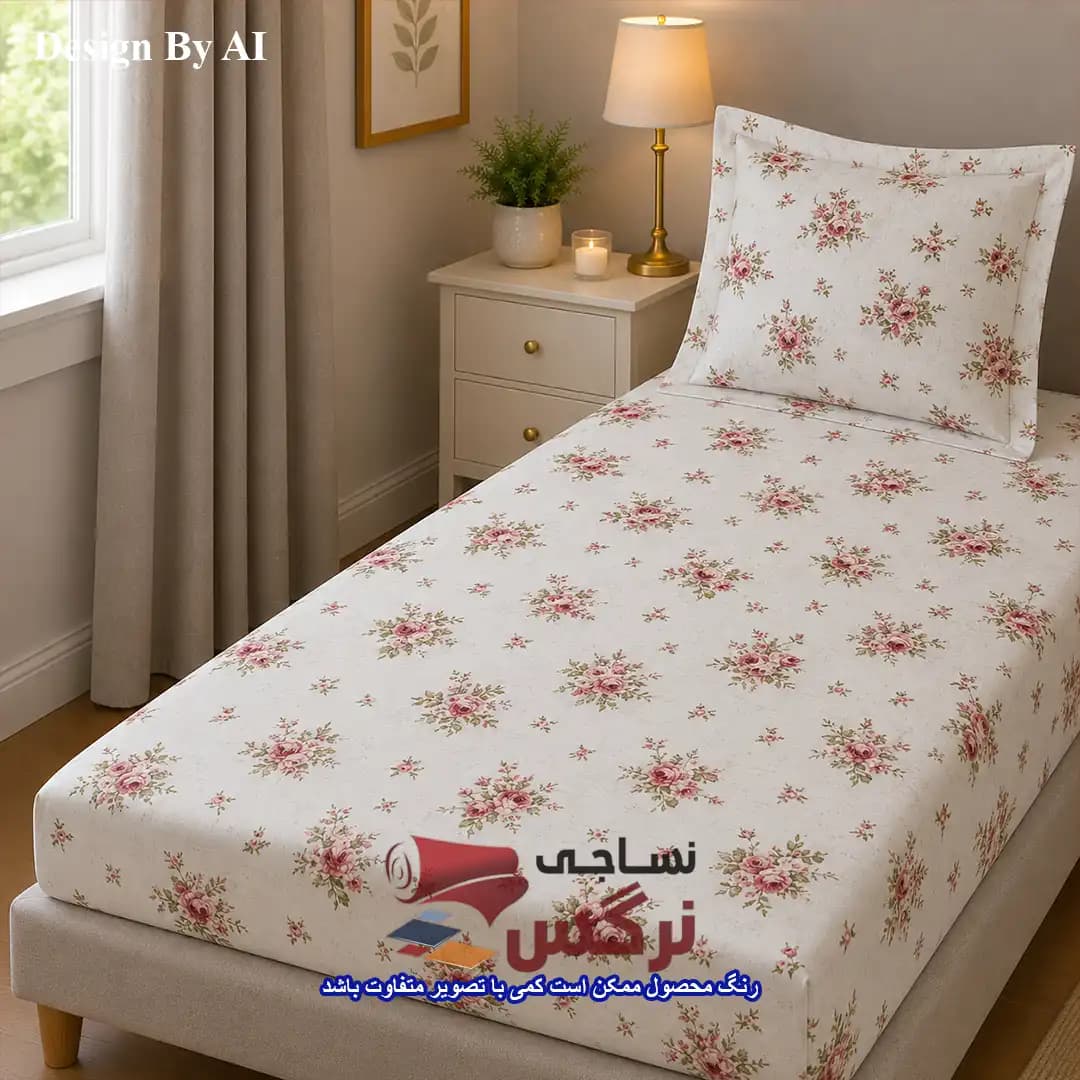 نیم ست کاورکشدار تخت و روبالشتی نخ پنبه گلدار کد 537 و 538 — تصویر ۶
