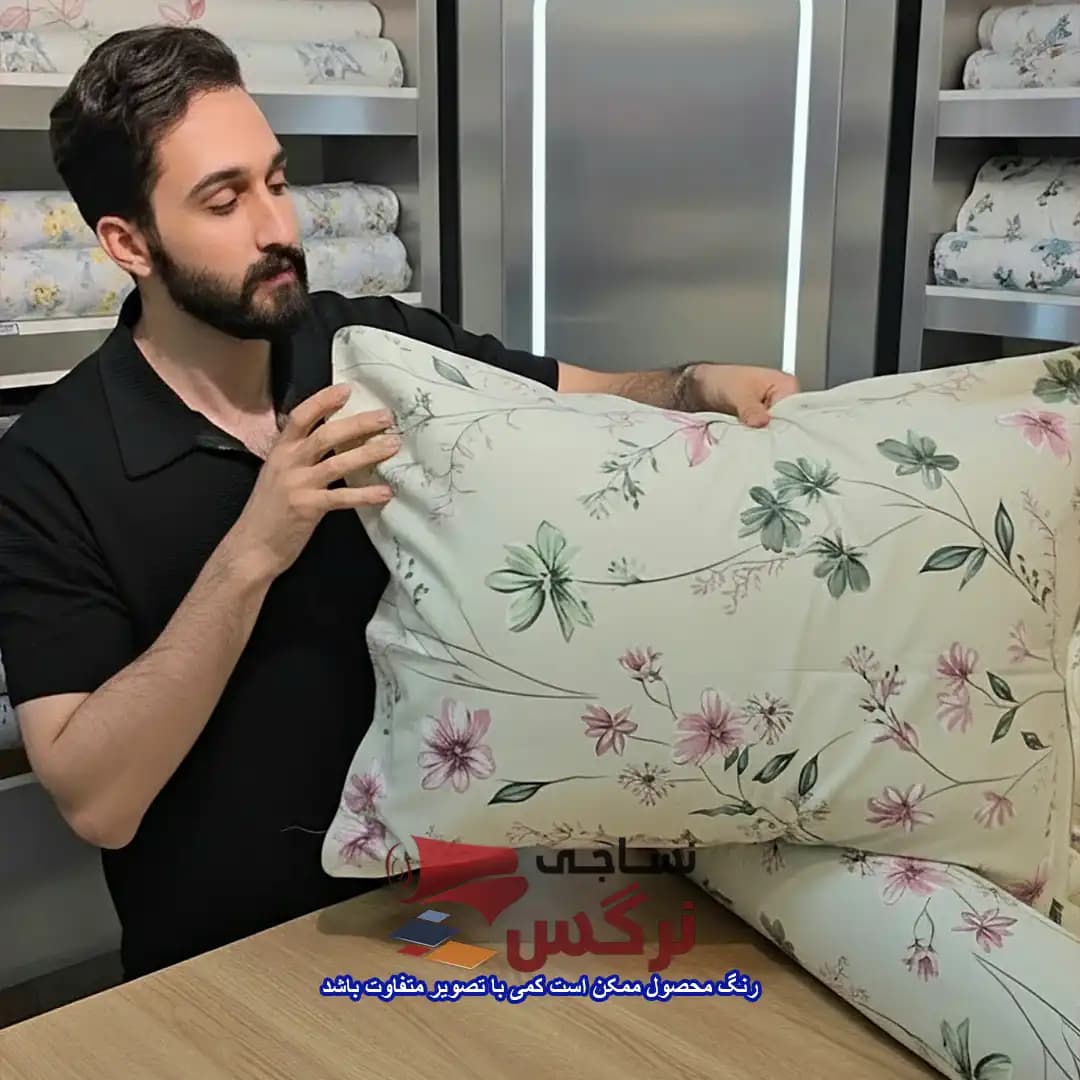 روبالشتی نخ پنبه گلدار کد 748
