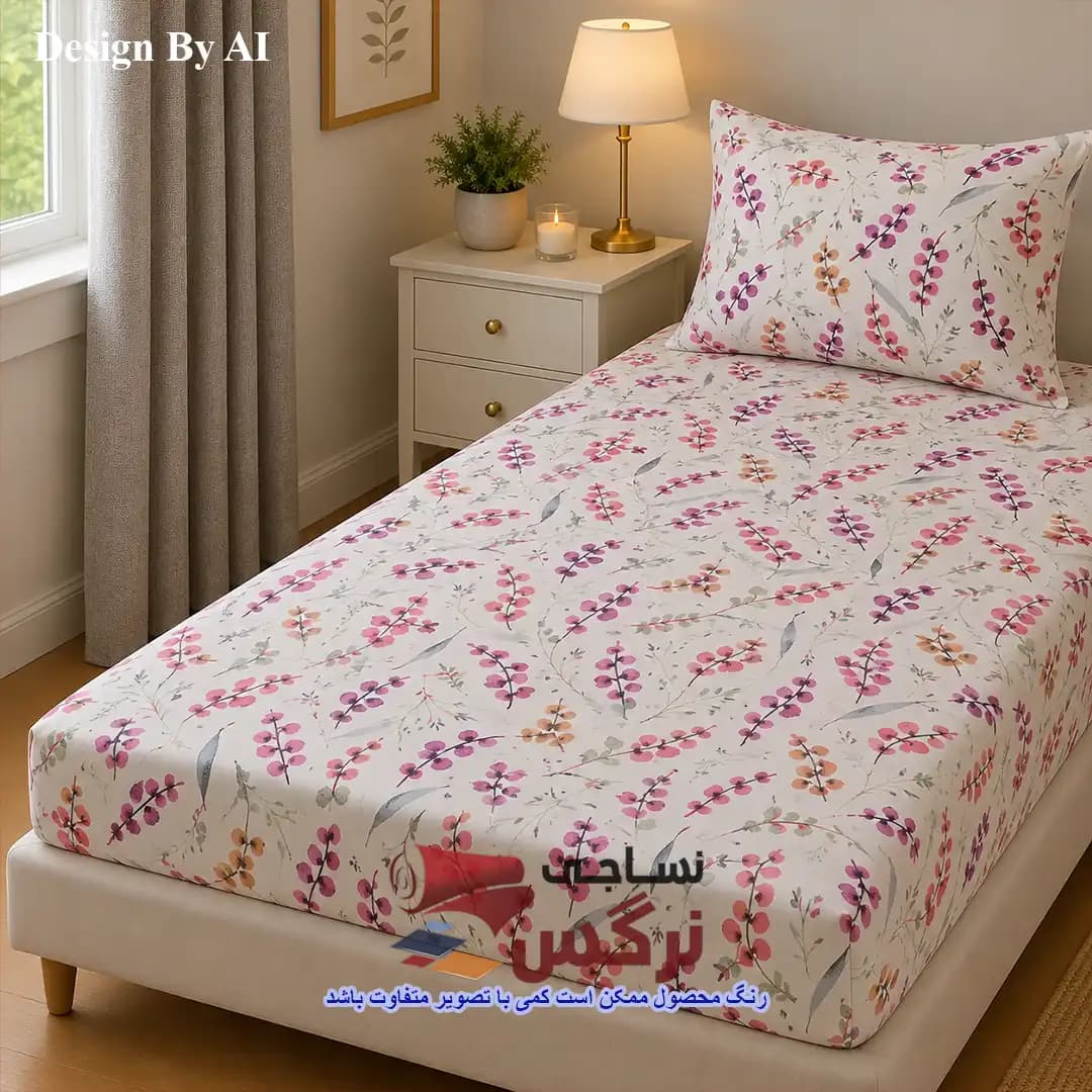 نیم ست کاورکشدار تخت و روبالشتی نخ پنبه گلدار کد 743 و 744 — تصویر ۷