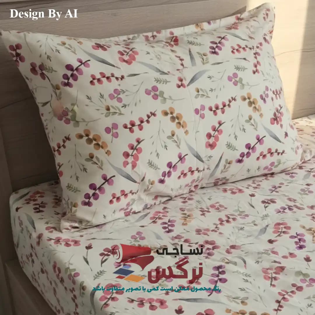 نیم ست کاورکشدار تخت و روبالشتی نخ پنبه گلدار کد 743 و 744 — تصویر ۶