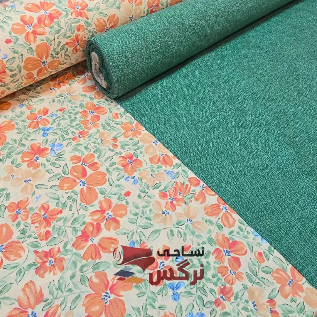 ملحفه نخ پنبه طرح گلدار نارنجی عرض 2.4 کد 303 — تصویر ۲